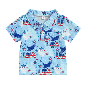 Toddler Boys Cartoon Print Short Sleeve Holiday Tees