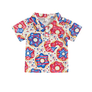 Toddler Boys Cartoon Print Short Sleeve Holiday Tees