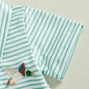 Striped Duck Embroidery Polo T-Shirt for Toddlers