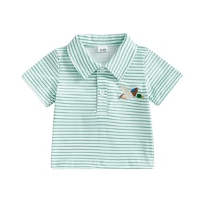 Striped Duck Embroidery Polo T-Shirt for Toddlers