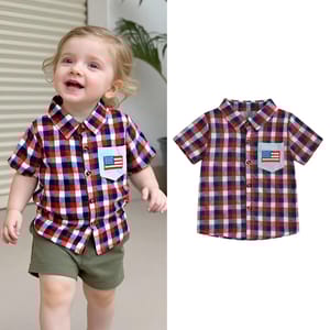 Toddler Boys Plaid Button-Down Shirt for Summer Outings Toddler Boys Plaid Button-Down Shirt for Summer Outings