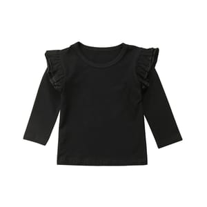 Toddler Girls Ruffle Long Sleeve Cotton Pullover Top