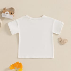 Toddler Casual Letter Print Tee with Round Neck Design Focusnorm - Kids's Tops 2