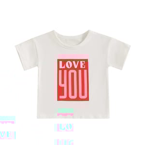Toddler Casual Letter Print Tee with Round Neck Design