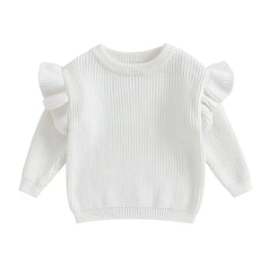 Baby Girls Knit Sweater with Ruffle Sleeves for Cooler Seasons