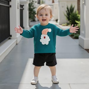 Baby Girls Santa Claus Embroidered Knit Pullover Sweater Baby Girls Santa Claus Embroidered Knit Pullover Sweater