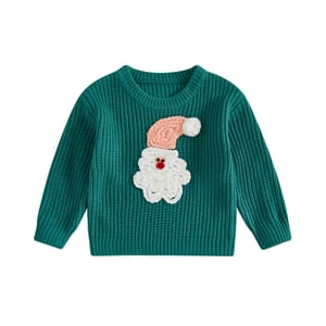 Baby Girls Santa Claus Embroidered Knit Pullover Sweater