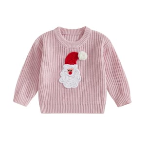 Baby Girls Santa Claus Embroidered Knit Pullover Sweater