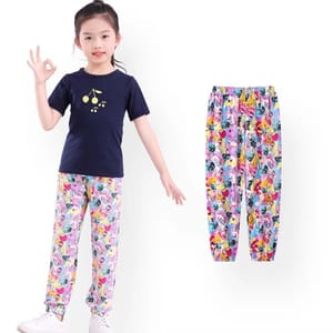 Breathable Floral Print Loose Fit Summer Leggings for Girls