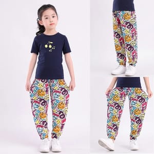 Breathable Floral Print Loose Fit Summer Leggings for Girls