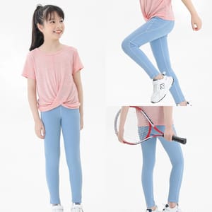 High Waist Stretch Leggings with Pockets for Active Girls Sheecute - Kids's Leggings 3