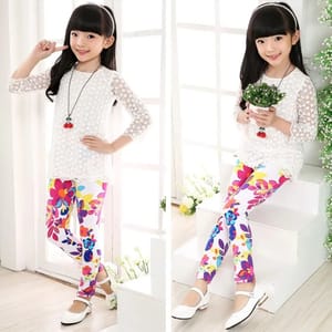 Floral Print Toddler & Girls Stretchy Leggings for Spring Wear Sheecute - Kids's Leggings 3