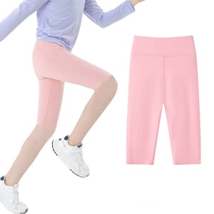Girls High Waist Calf-Length Athletic Leggings for Summer