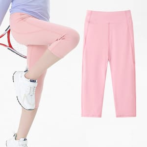 Girls High Waist Yoga Leggings with Pockets for Summer