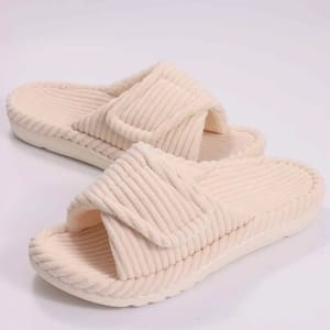 Women’s Fuzzy Open Toe Slippers with Memory Foam Comfort