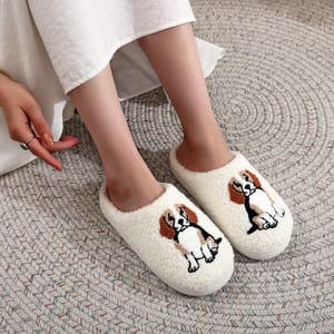 Beagle Dog Embroidered Cozy Indoor Slippers with Thick Soles