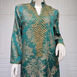 Elegant Embroidered Beaded Jalabiya Gown with Long Sleeves Elegant Embroidered Beaded Jalabiya Gown with Long Sleeves