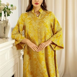 Elegant Embroidered Beaded Jalabiya Gown with Long Sleeves Elegant Embroidered Beaded Jalabiya Gown with Long Sleeves