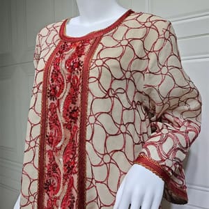 Elegant Mesh Embroidered Maxi Jalabiya with Sequin Patchwork