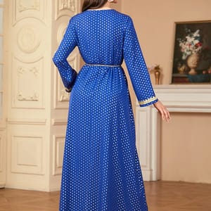 Polka Dot Embroidered Jalabiya with Belt and Long Sleeves Polka Dot Embroidered Jalabiya with Belt and Long Sleeves