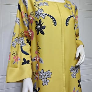 Elegant Burnt Flower Embellished Long Jalabiya with O-Neck Design Siskakia - Women's Jalabiyas 3