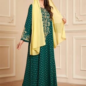 Elegant Embroidered Jalabiya with Matching Scarf and Long Sleeves Elegant Embroidered Jalabiya with Matching Scarf and Long Sleeves