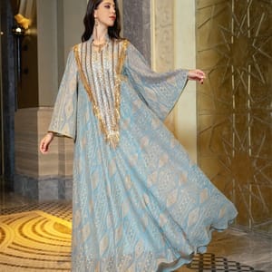 Sequin Tassel Maxi Kaftan with Mesh Petal Sleeves Sequin Tassel Maxi Kaftan with Mesh Petal Sleeves