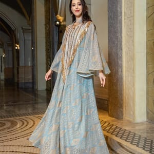 Sequin Tassel Maxi Kaftan with Mesh Petal Sleeves Sequin Tassel Maxi Kaftan with Mesh Petal Sleeves