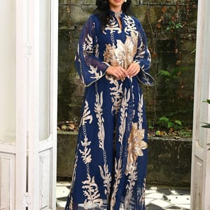 Elegant Sequin Embroidered Abaya Kaftan with Floral Design