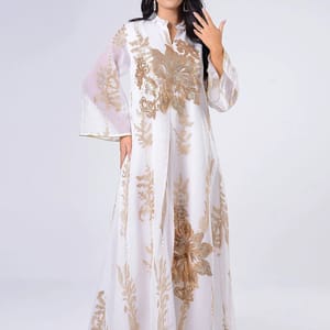 Elegant Sequin Embroidered Abaya Kaftan with Floral Design