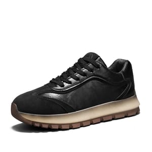 Men’s Luxury Leather Chunky Sneakers with Waterproof Platform Sole