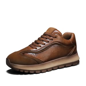 Men’s Luxury Leather Chunky Sneakers with Waterproof Platform Sole