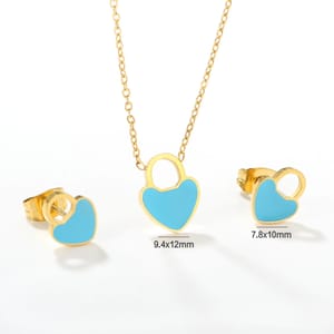 Trendy Heart Lock Necklace and Earrings Set for Girls