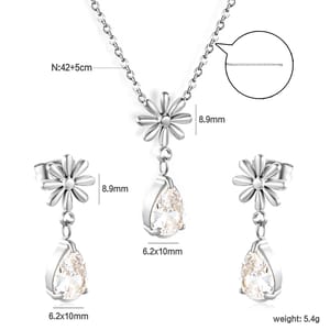 Shiny Waterdrop Zirconia Necklace and Earrings Jewelry Set