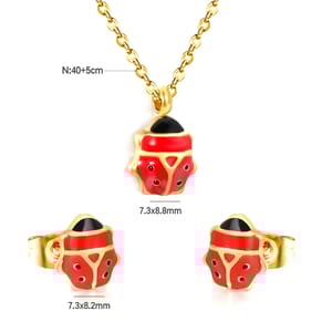 Trendy Ladybug Necklace and Earrings Set for Girls Party