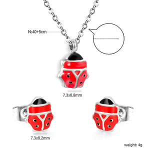 Trendy Ladybug Necklace and Earrings Set for Girls Party