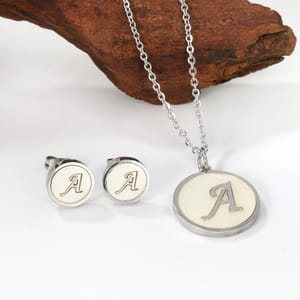 Alphabet Letter Pendant Necklace and Earrings Jewelry Set Luxukisskids - Women's Sets 3