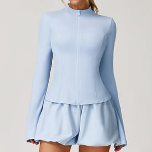 Flared Cuff Zipper Jacket for Running and Yoga Workouts
