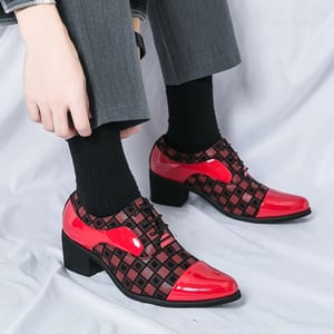 Men’s Pointed Toe Leather Oxfords Formal High Heel Shoes Men’s Pointed Toe Leather Oxfords Formal High Heel Shoes