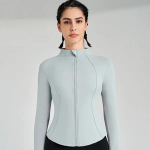 Women's Quick-Dry Yoga Jacket with Utility Pockets and Thumbholes
