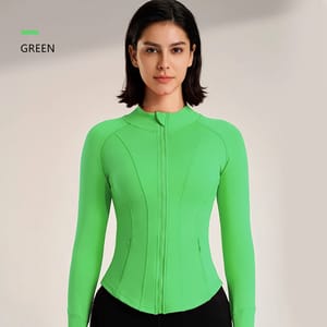 Slim Fit Zippered Yoga Jacket with Thumbholes for Women