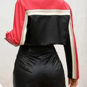 Vintage Faux Leather Rivet Jacket with Short Moto Style Vintage Faux Leather Rivet Jacket with Short Moto Style