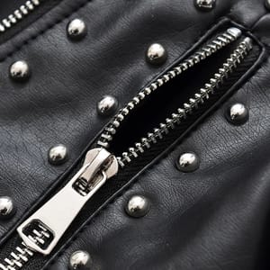 Retro Short Faux Leather Jacket with Zipper and Belt Detail