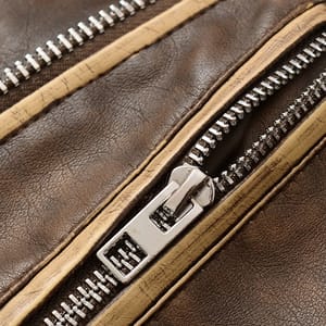 Loose Fit Retro Faux Leather Jacket with Zipper and Belt
