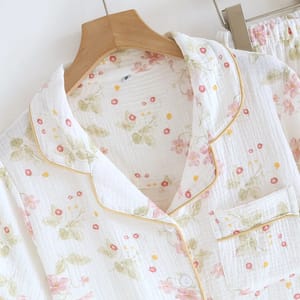 Lightweight Cotton 3-Piece Loungewear Set with Cardigan