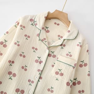 Cotton Crepe Two-Piece Cactus Print Loungewear Set Cloud Cotton - Women's Loungewear 1