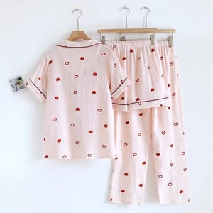 Cotton Crepe Three-Piece Loungewear Set for Home Relaxation Cotton Crepe Three-Piece Loungewear Set for Home Relaxation