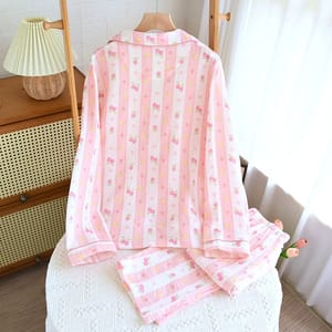 Floral Cotton Crepe Two-Piece Loungewear Set for Spring Days