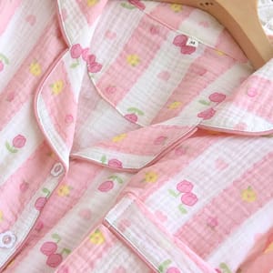 Floral Cotton Crepe Two-Piece Loungewear Set for Spring Days