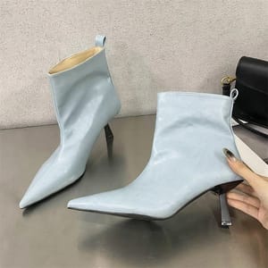 Pointed Toe Slip-On Ankle Boots for Women Party Wear